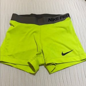 Nike Pro Highlighter Yellow Shorts